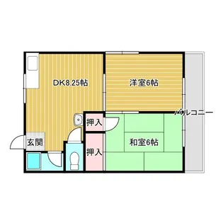 ハイツつるの【2階】の間取り