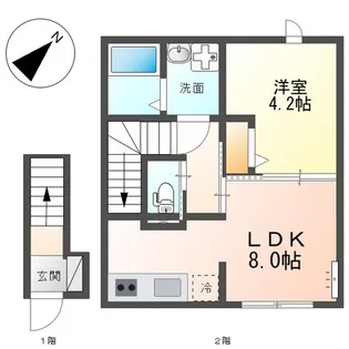 (仮称)吹田市新芦屋新築アパート【2階】の間取り