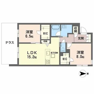 シャーメゾングランレーヴ【1階】の間取り