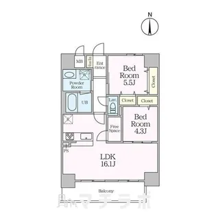 2LDKの間取り画像