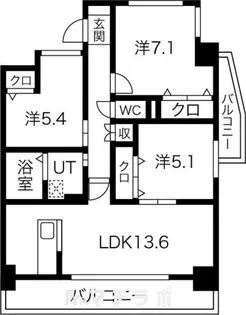 プログレッソ花の木【402号室】の間取り