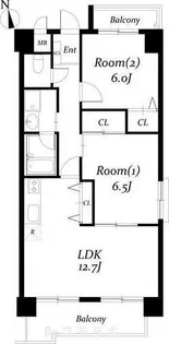 パラシオン車道東館【6階】の間取り