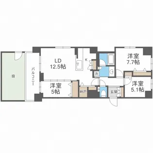 ミッドマークス円山 桜の邸【101号室】の間取り
