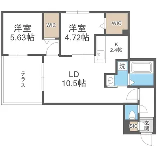 北海道札幌市東区北二十四条東16丁目【マンション】の間取り