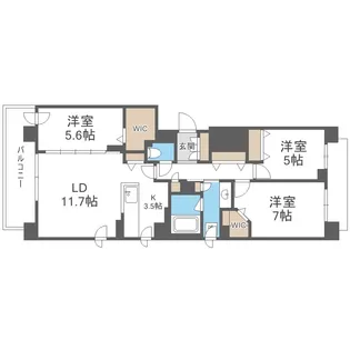 北海道札幌市中央区南十七条西12丁目【マンション】の間取り