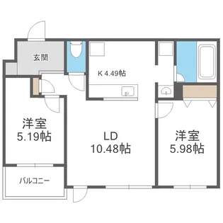 北海道札幌市西区八軒八条東1丁目【マンション】の間取り