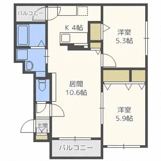 北海道札幌市豊平区月寒東二条20丁目【マンション】の間取り