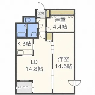 北海道札幌市中央区北十二条西15丁目【マンション】の間取り