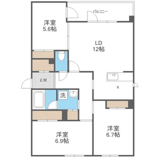 北海道札幌市中央区宮の森二条8丁目【マンション】の間取り