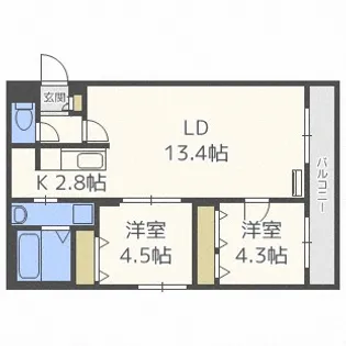 アウリィ平岸【2階】の間取り