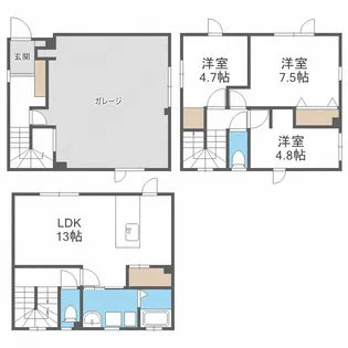 ガレージハウス発寒3・3【1号室】の間取り