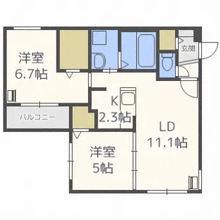北海道札幌市中央区北六条西21丁目【マンション】の間取り