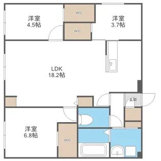 北海道札幌市北区北三十八条西5丁目【マンション】の間取り