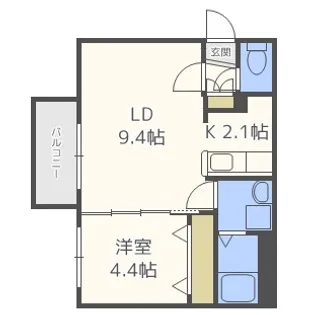 1LDKの間取り画像