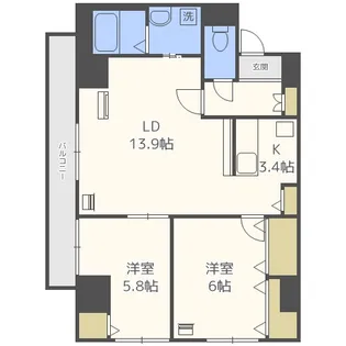 北海道札幌市白石区本郷通9丁目北【マンション】の間取り