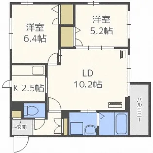 ブランフルール南郷【402号室】の間取り