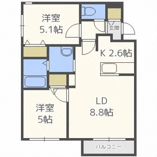 Rose Wood NAKANOSHIMA【205号室】の間取り