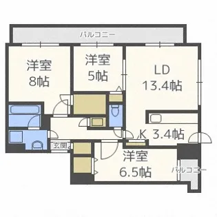 レジディア南一条イースト【605号室】の間取り