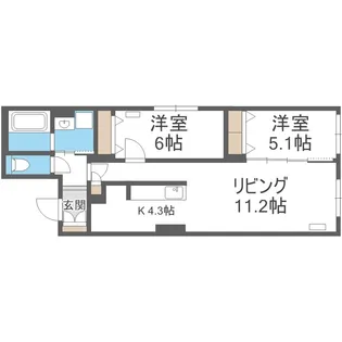 北海道札幌市白石区北郷二条3丁目【マンション】の間取り