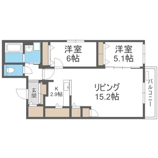 北海道札幌市白石区北郷二条3丁目【マンション】の間取り