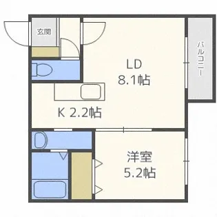 Rose Wood NAKANOSHIMA【302号室】の間取り