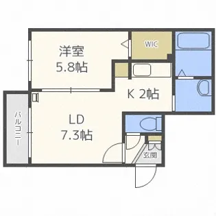 Rose Wood NAKANOSHIMA【506号室】の間取り