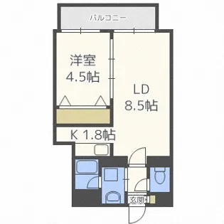 レジディア南一条イースト【204号室】の間取り