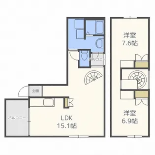 北海道札幌市北区北二十四条西16丁目【アパート】の間取り