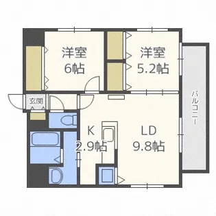 北海道札幌市中央区南十五条西9丁目【マンション】の間取り