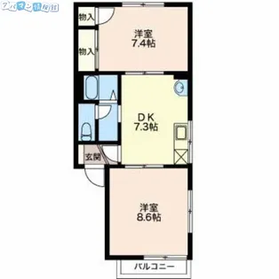 レーベン明石A【A202号室】の間取り