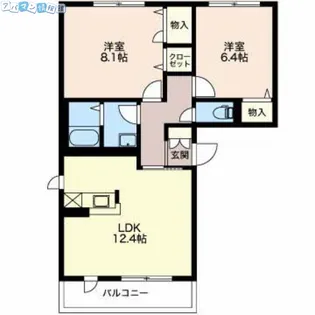 ベレオ南笹口Ⅱ【2階】の間取り