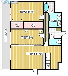 カーネ米山【7階】の間取り