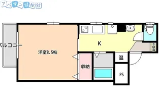ヴィルヌーブ早川町【201号室】の間取り
