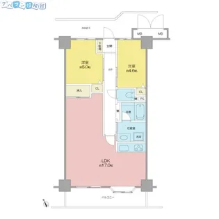 ダイアパレスシアース万代南棟【10階】の間取り