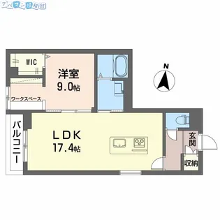 ベレオ万代【1階】の間取り