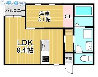 ラテ古町【11号室】の間取り