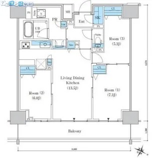 ロイヤルパークスER万代【17階】の間取り