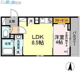 フェリーチェ天神【1階】の間取り