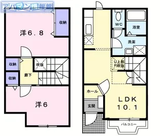 リーヴァ・プレッソB【1階】の間取り