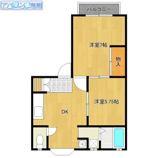 ぴえ・ど・しゃとん【102号室】の間取り