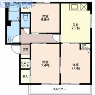 ウィズリーガーデン B【1階】の間取り