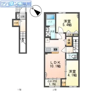 新潟市西区内野西2丁目新築アパート【2階】の間取り