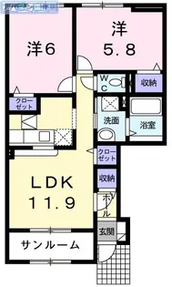 サザンアヴェニューA【1階】の間取り