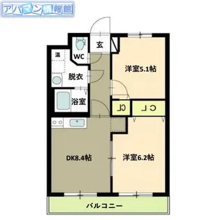 ヒーローマンションみずき野【2階】の間取り