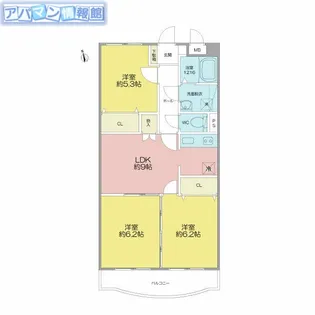 コートハウス善久【303号室】の間取り
