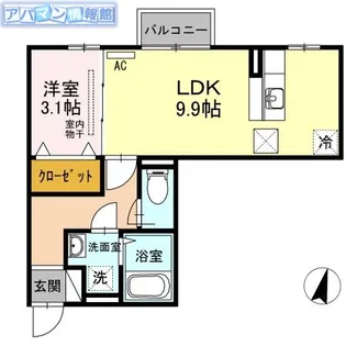 ラ・ランド上新栄A【1階】の間取り