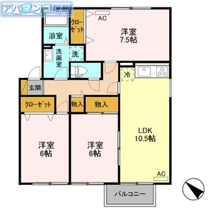 シャンドフレール黒埼D【2階】の間取り