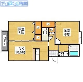 シュペルノーヴァB【202号室】の間取り