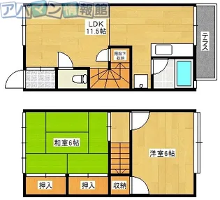 新潟県新潟市東区新石山3丁目【テラスハウス】の間取り
