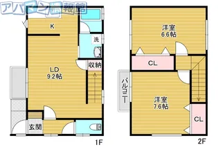 新潟県新潟市江南区天野3丁目【テラスハウス】の間取り